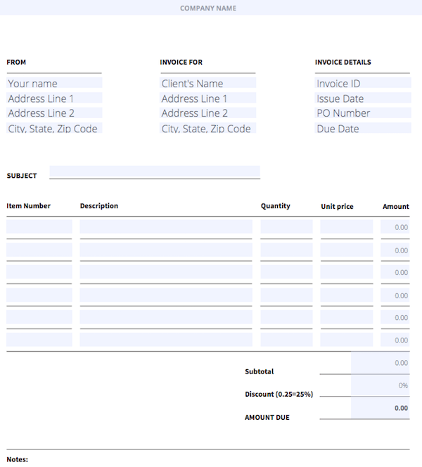 where to download free blank invoice template pdf